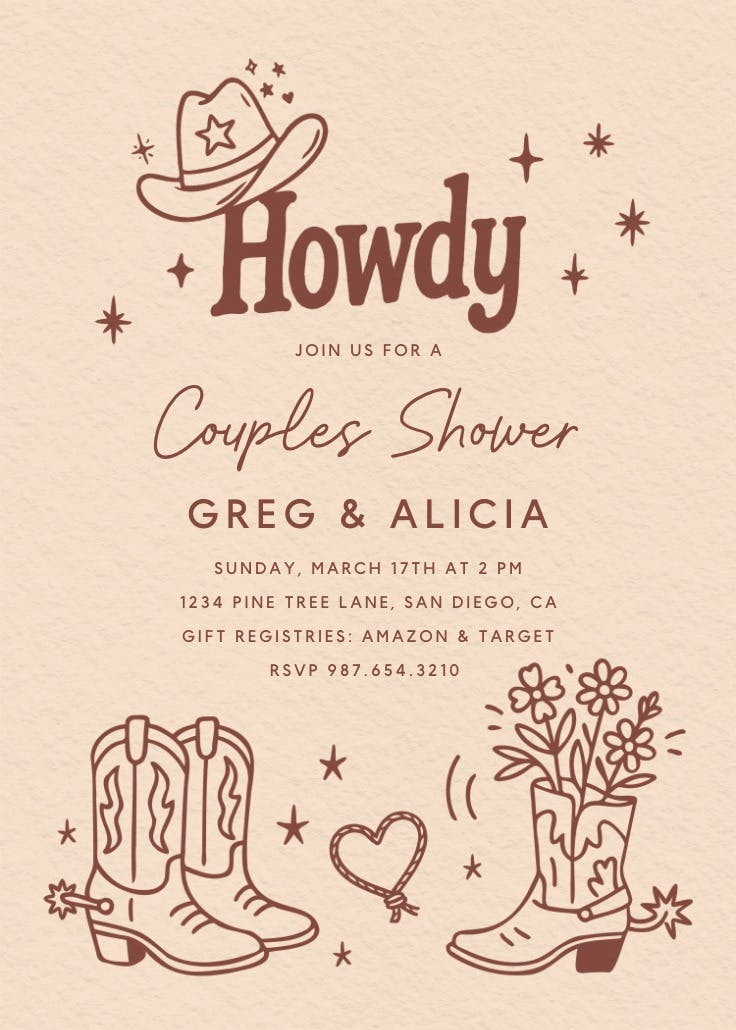 Vows out west - bridal shower invitation