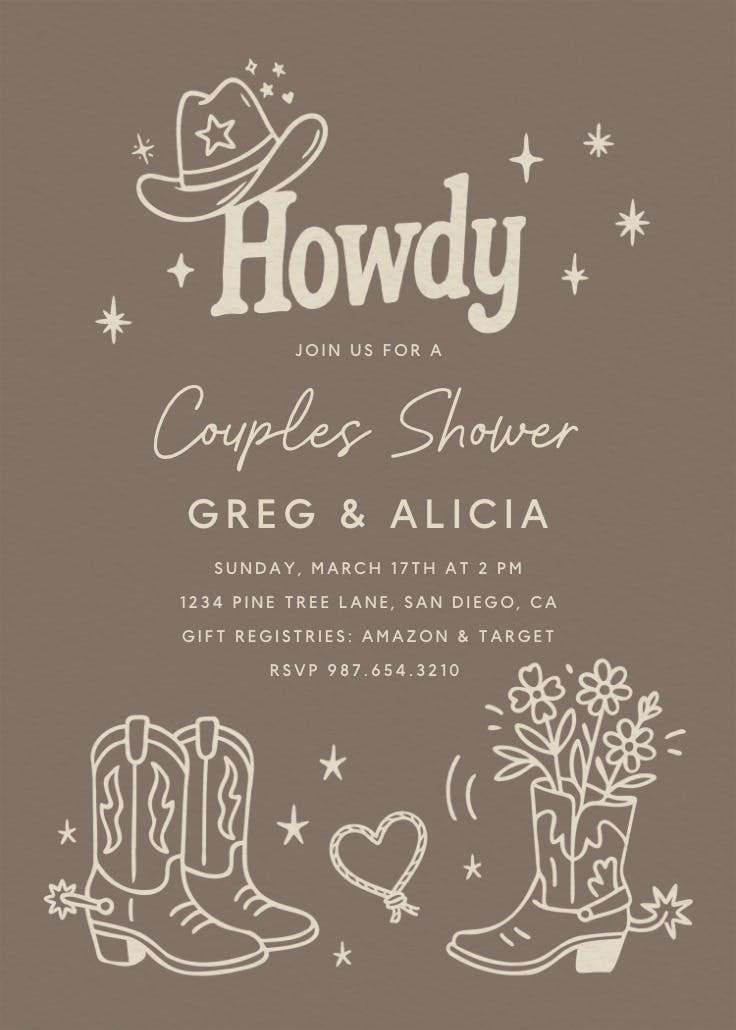 Vows out west - bridal shower invitation