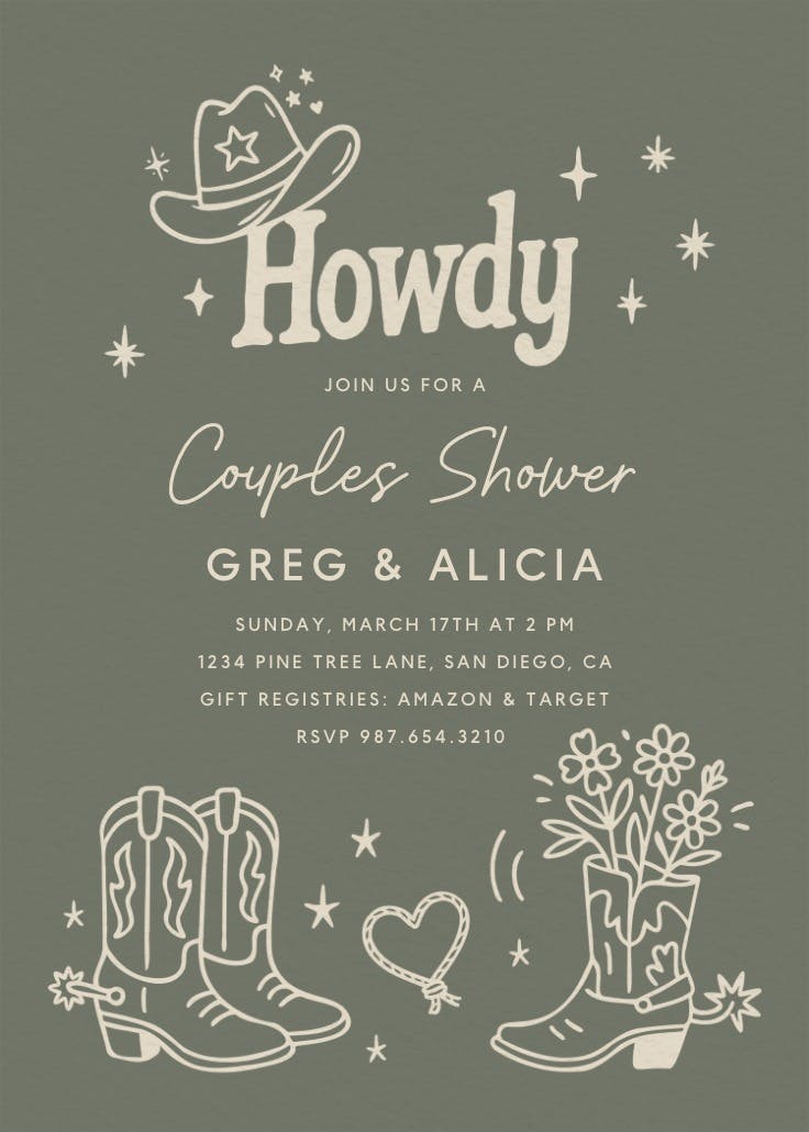 Vows out west - bridal shower invitation