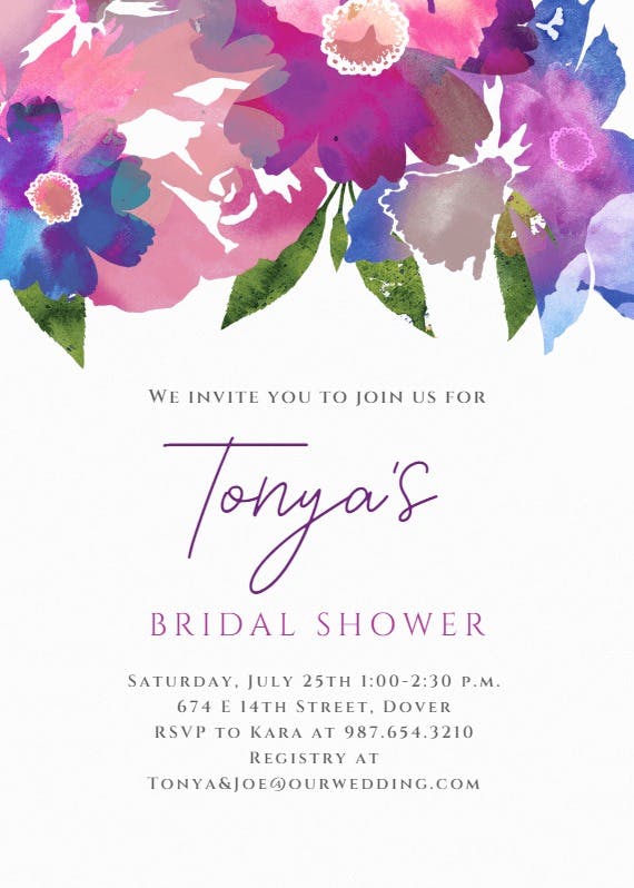 Watercolor classic - bridal shower invitation