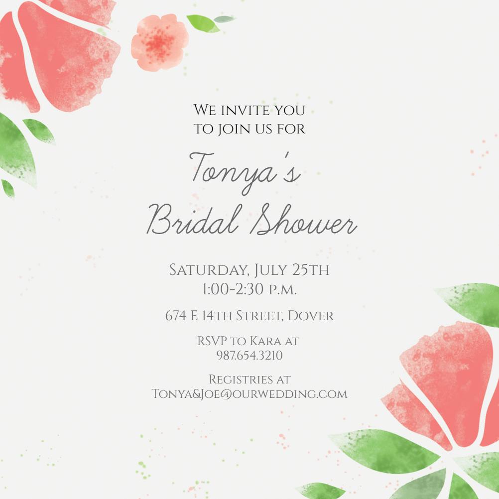 Watercolor corners - bridal shower invitation