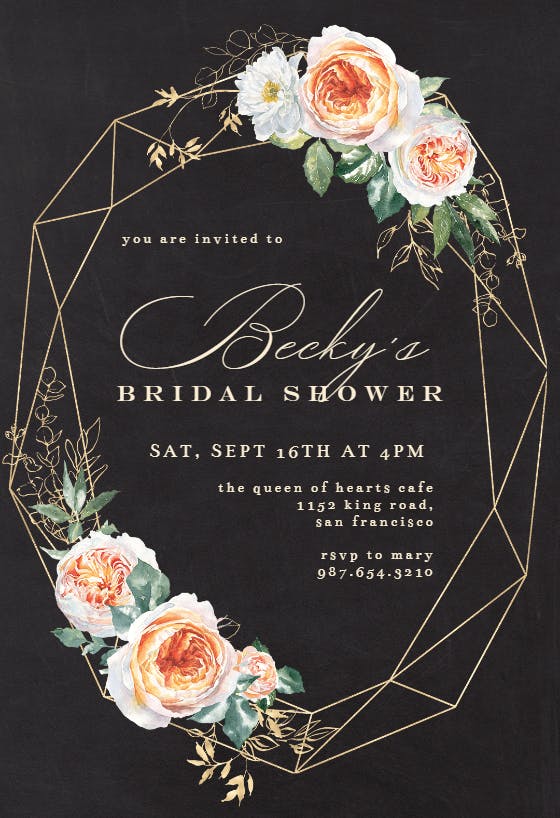 Watercolor crystal frame - bridal shower invitation