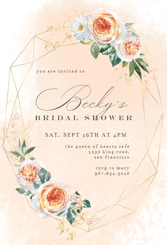 Watercolor crystal frame -  invitación para bridal shower