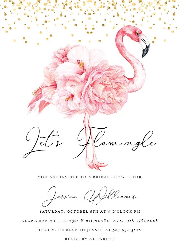 Watercolor flamingo - bridal shower invitation