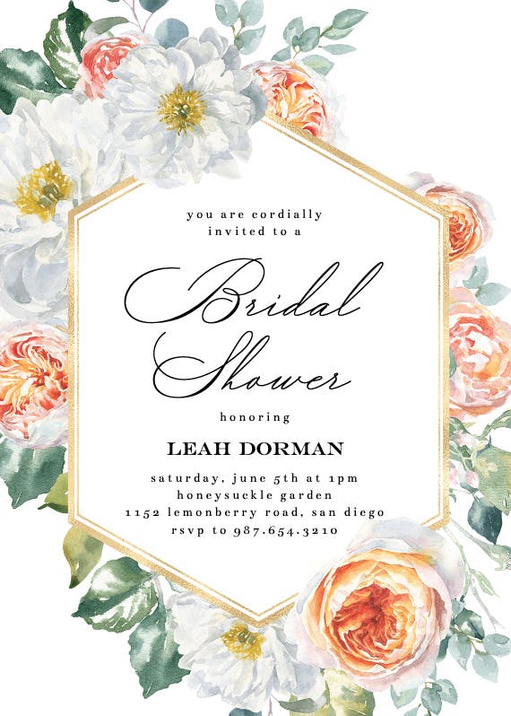 Watercolor floral geometric - bridal shower invitation