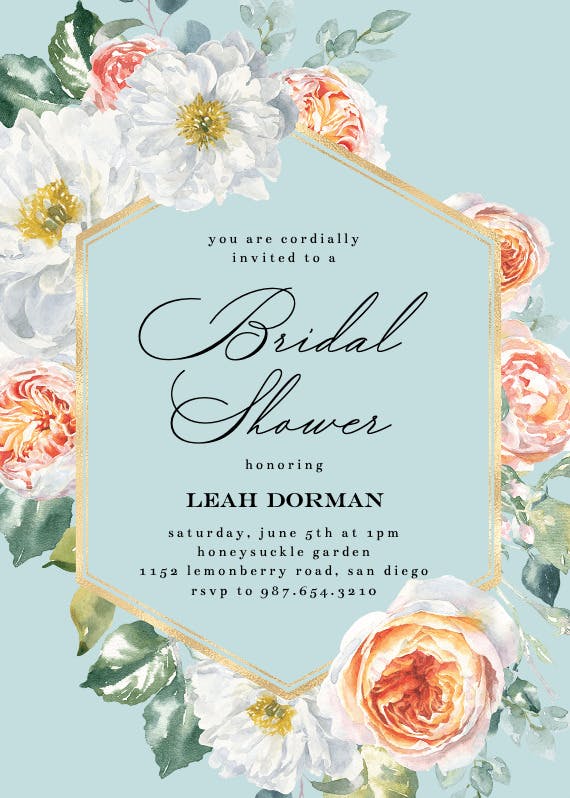 Watercolor floral geometric -  invitación para bridal shower