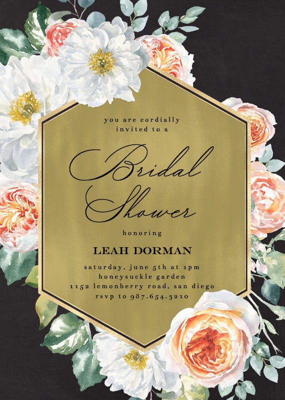 Watercolor floral geometric -  invitación para bridal shower