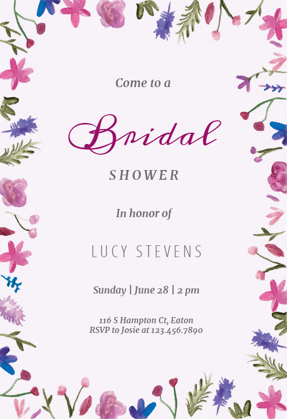 Watercolor Flowers - Bridal Shower Invitation Template (Free ...