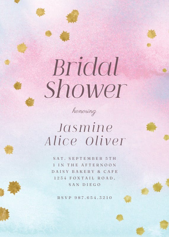 Watercolor pastel paper - bridal shower invitation