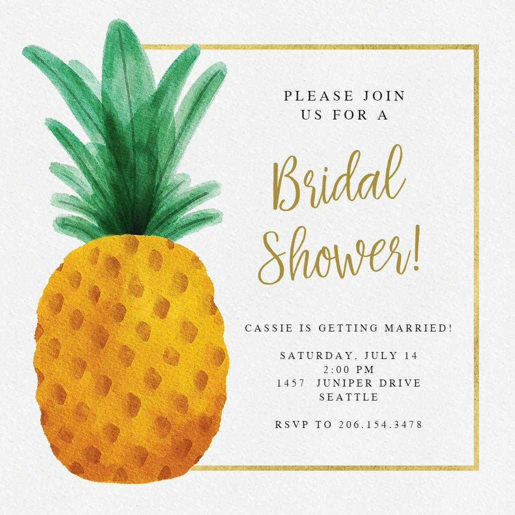 Watercolor pineapple - invitación para bridal shower