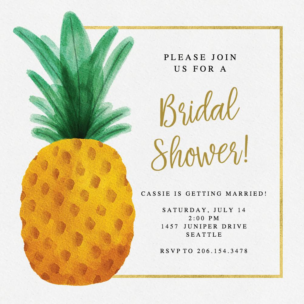 Watercolor pineapple -  invitación para bridal shower