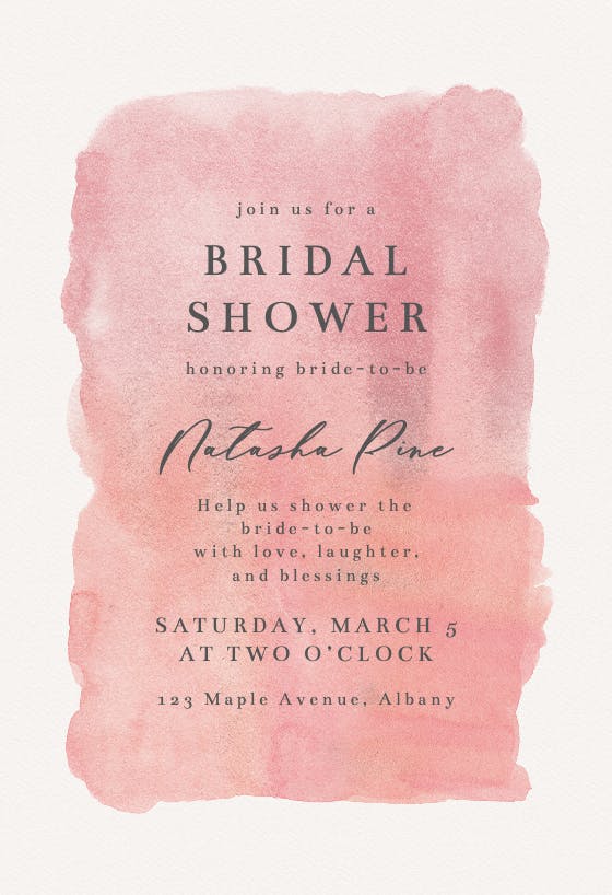 Watercolor texture - bridal shower invitation