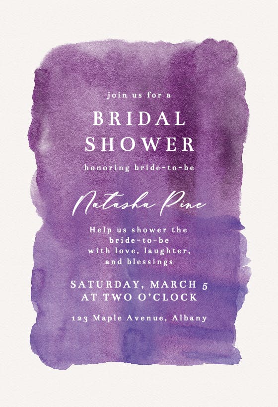 Watercolor texture - bridal shower invitation