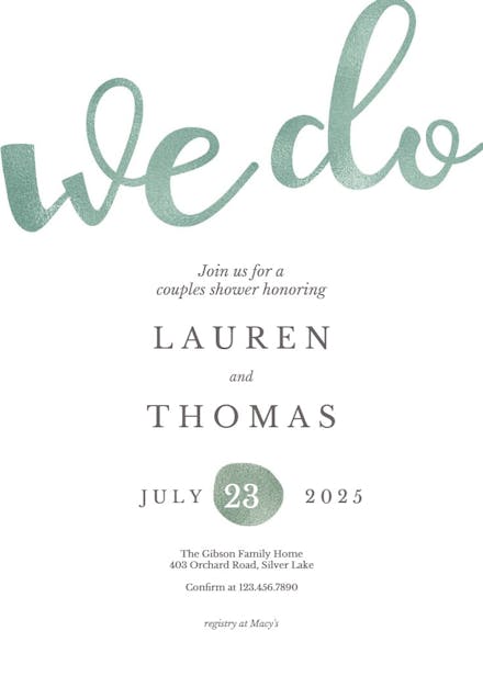 We do - bridal shower invitation