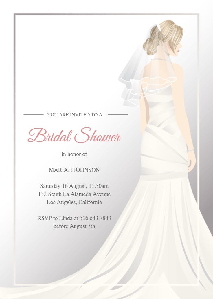 Wedding dress - bridal shower invitation