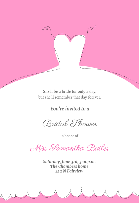 Wedding Dress Bridal Shower Invitation