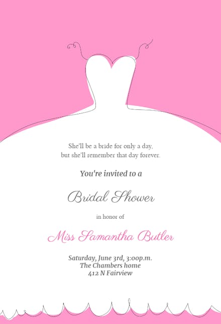Wedding Dress Invitation - Bridal Shower Invitation