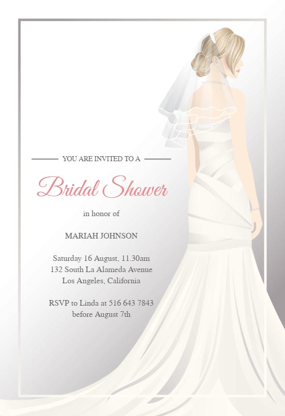 Wedding dress -  invitación para bridal shower