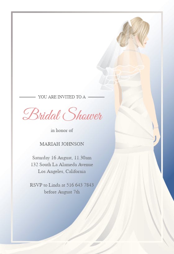 Wedding dress -  invitación para bridal shower