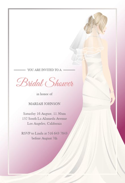 Wedding dress - bridal shower invitation