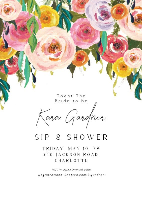 Whimsical bouquet - bridal shower invitation