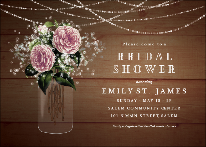 Whimsical rustic flowers Bridal Shower Invitation 