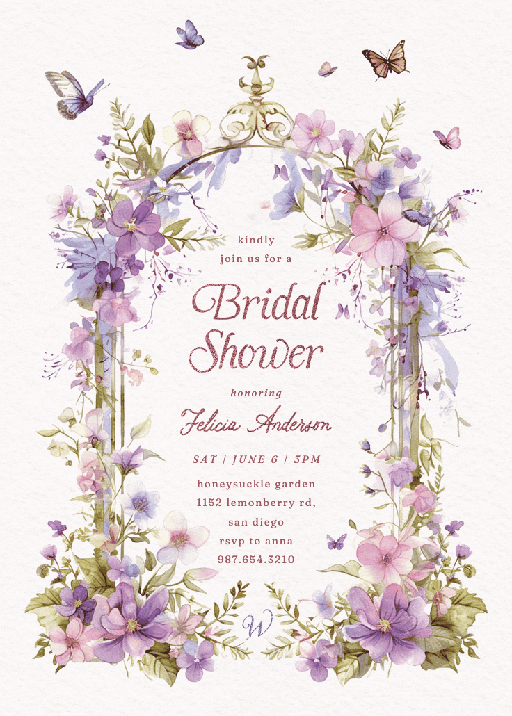 Whimsical wings - invitación para bridal shower