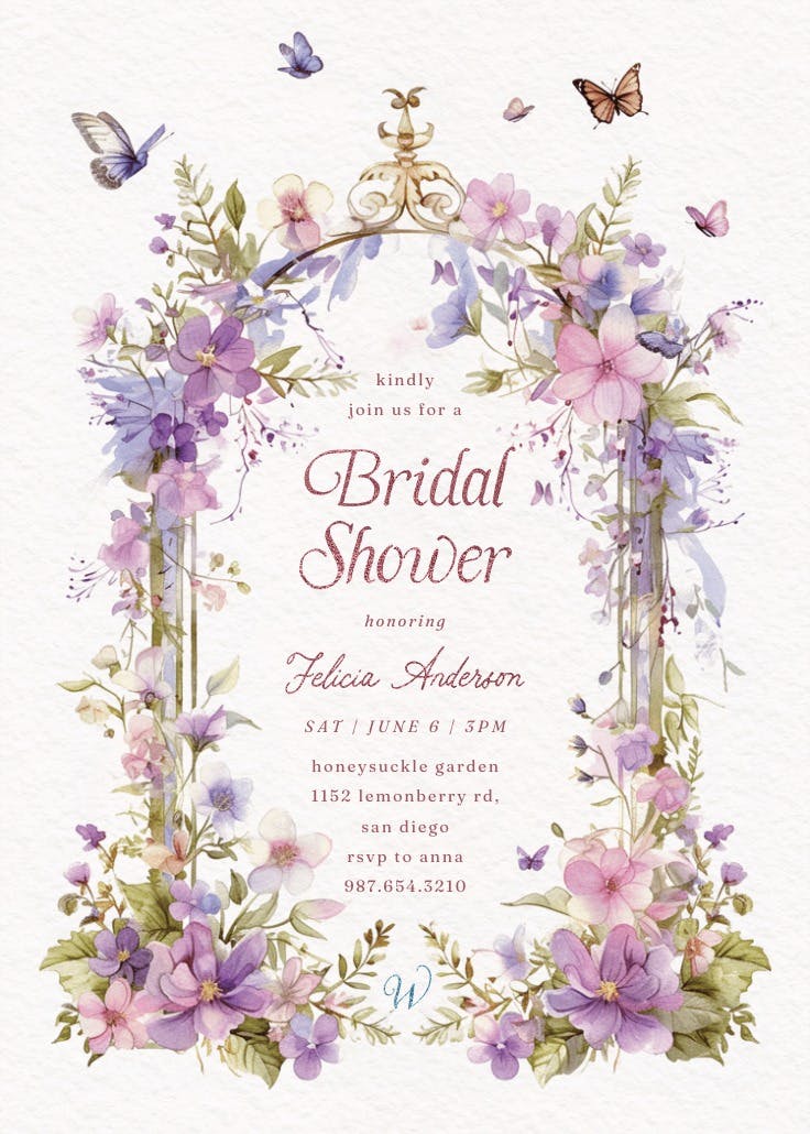 Whimsical wings - bridal shower invitation