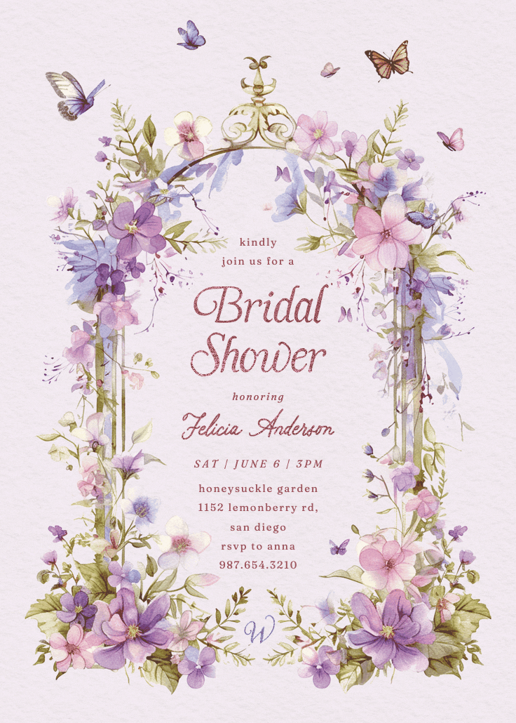 Whimsical wings - invitación para bridal shower