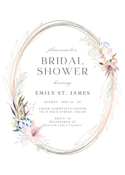 Whimsical wreath - bridal shower invitation