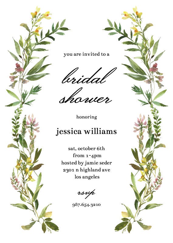 Wild flower - invitación para bridal shower