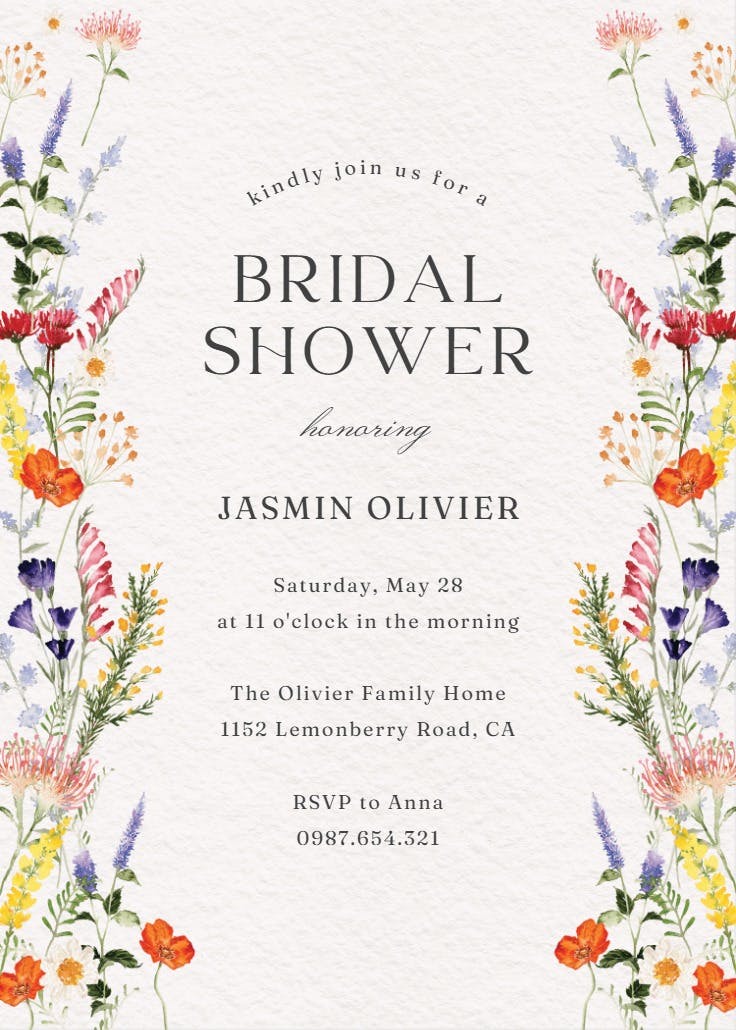 Wildflowers shower - bridal shower invitation