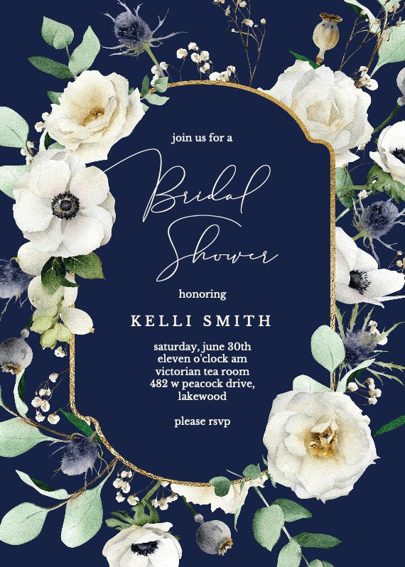 Winter florals watercolor - bridal shower invitation