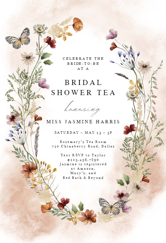 Wisps of wonder - bridal shower invitation
