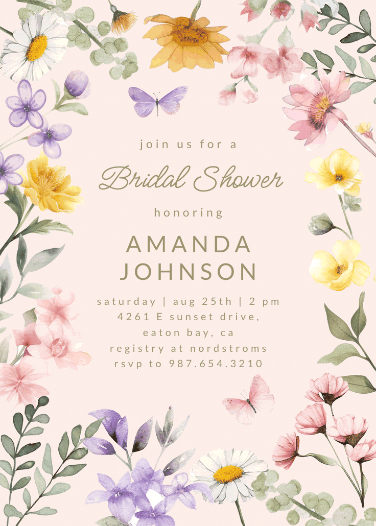 Wonderful blossoms - bridal shower invitation