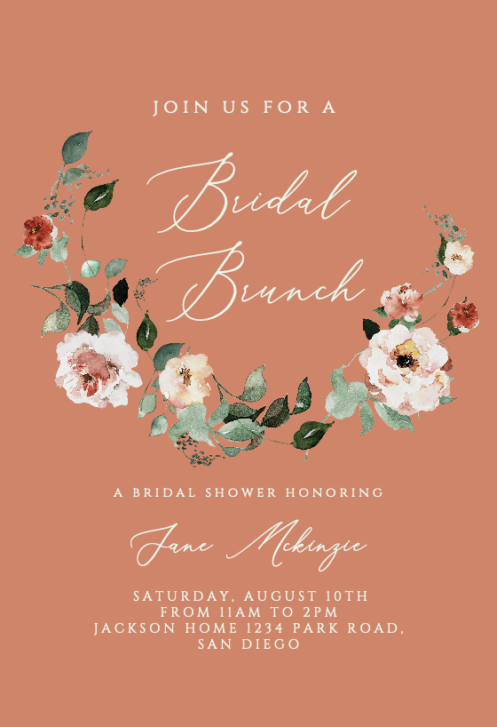 Wreath Flowers Bridal Shower Invitation Template Greetings Island