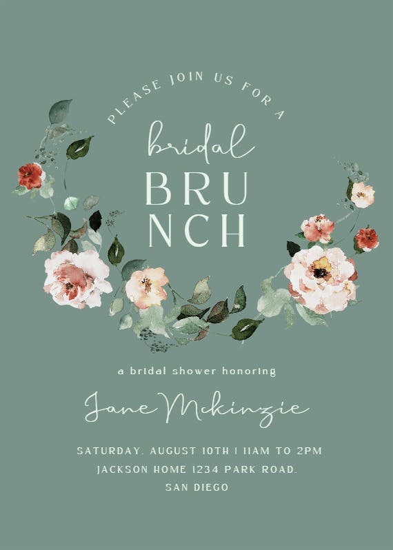 Wreath flowers - brunch & lunch invitation