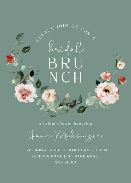 Wreath flowers - bridal shower invitation