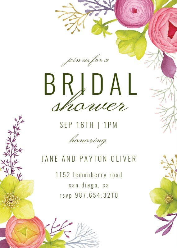 Yellow flowers - bridal shower invitation