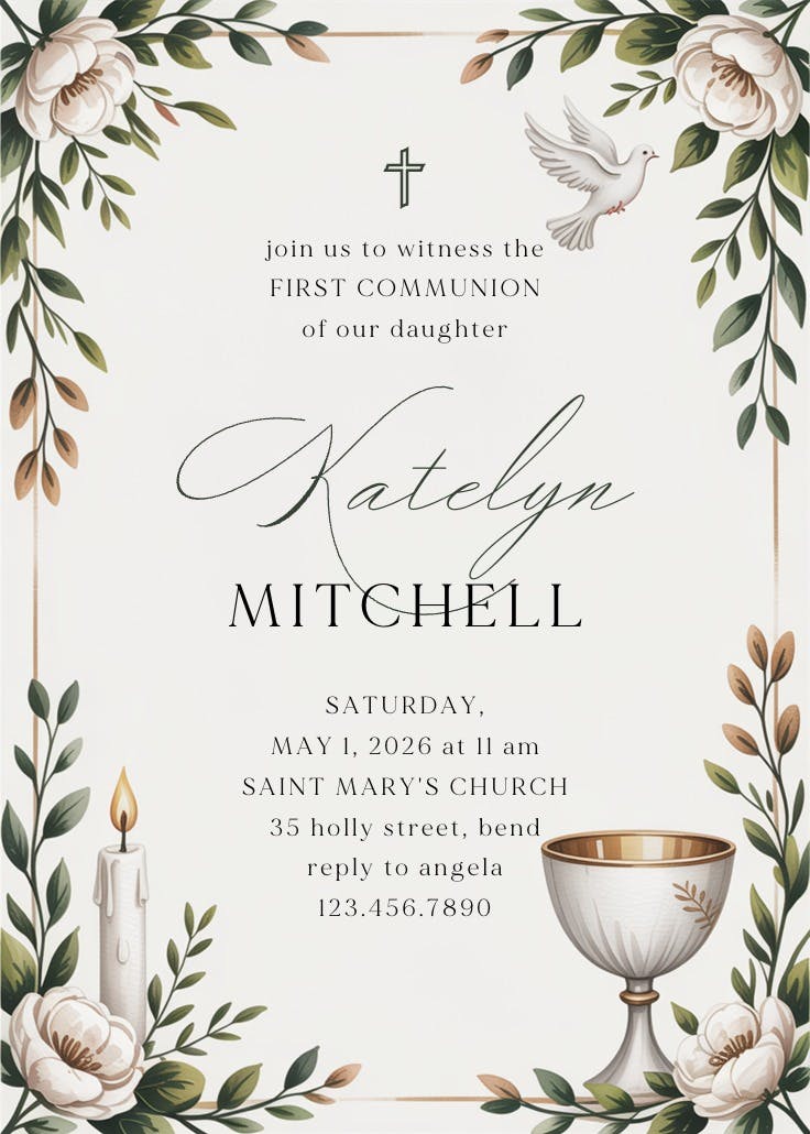 A dove's kiss - invitación de comunión