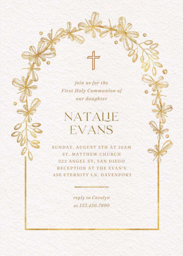 Autumn Cross - First Holy Communion Invitation Template | Greetings Island