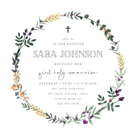 Autumn Frame - First Holy Communion Invitation Template (Free ...