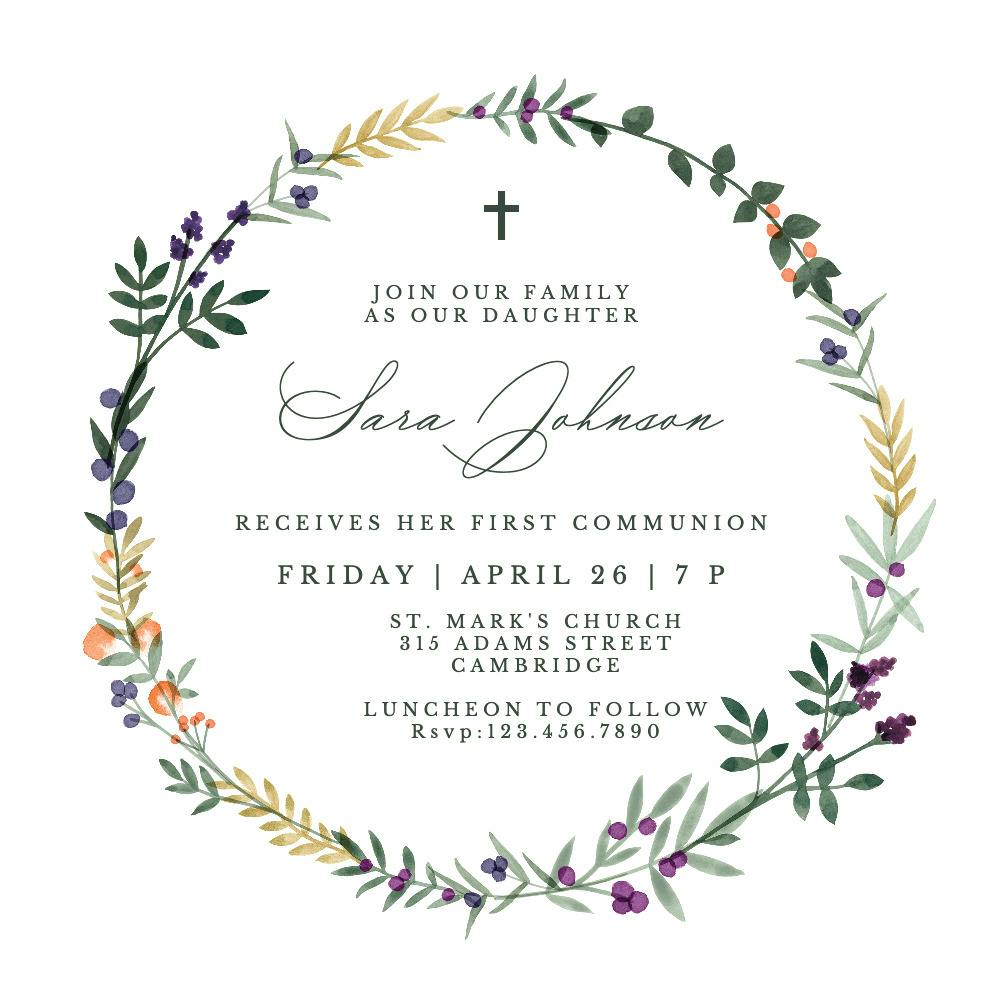 Autumn frame - first holy communion invitation
