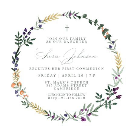 Autumn frame - First Holy Communion Invitation