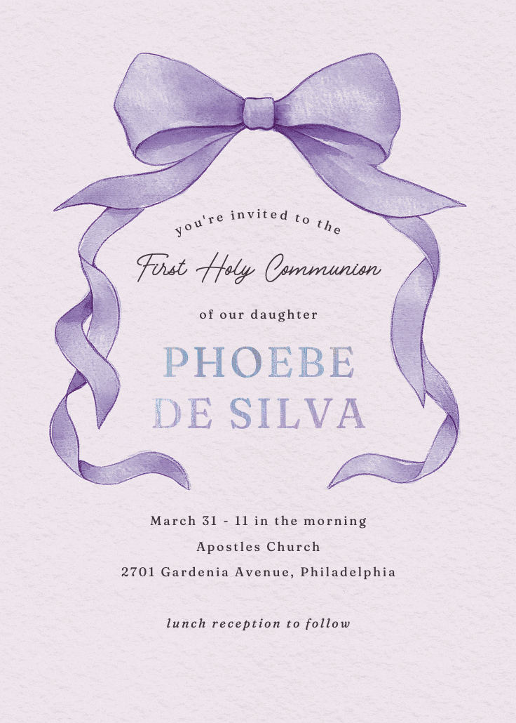 Ballerina bow - invitación de comunión