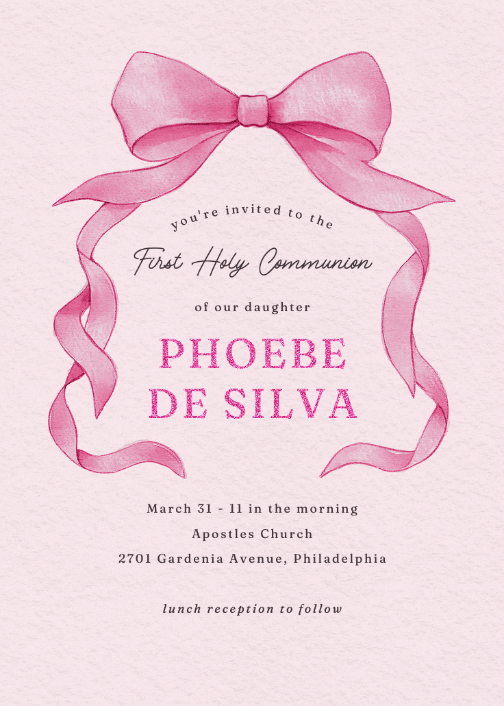 Ballerina bow - invitación de comunión