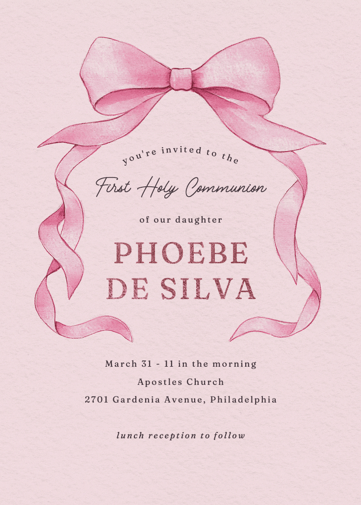 Ballerina bow - invitación de comunión
