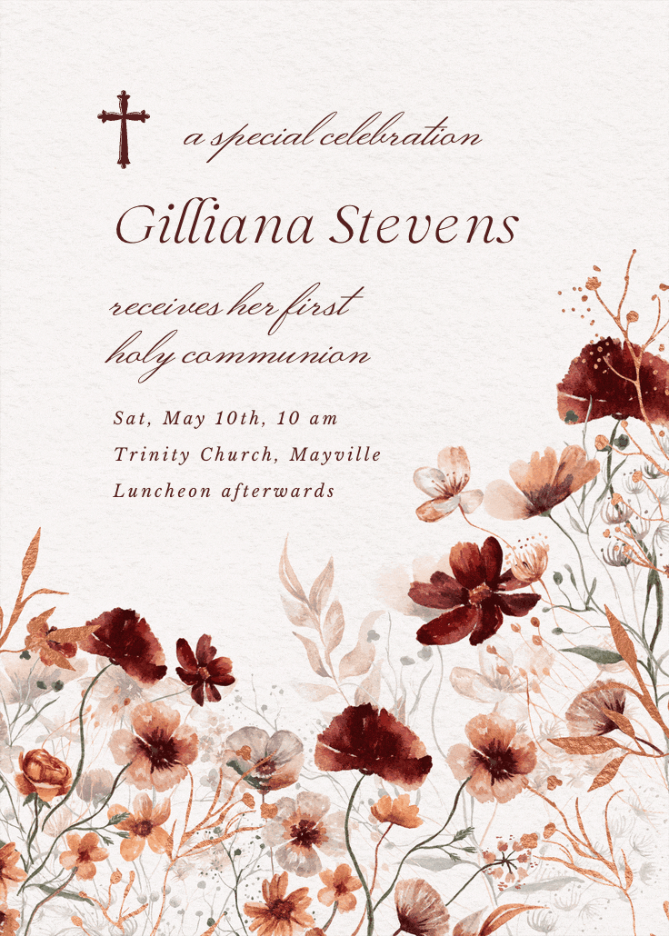 Blooming palette - first holy communion invitation