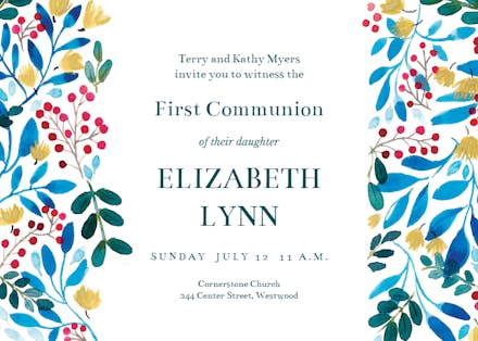Blue & Red - First Holy Communion Invitation