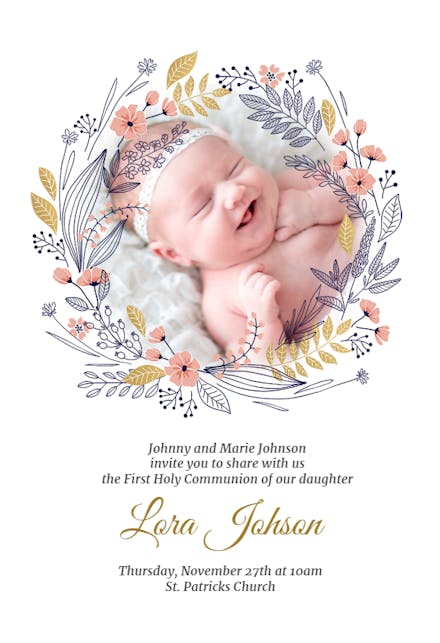 Communion Wreath - First Holy Communion Invitation